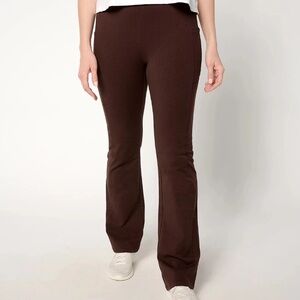 d&co Active Chocolate Brown Wide Leg Cotton Blend Leggings Pants XL Activewear